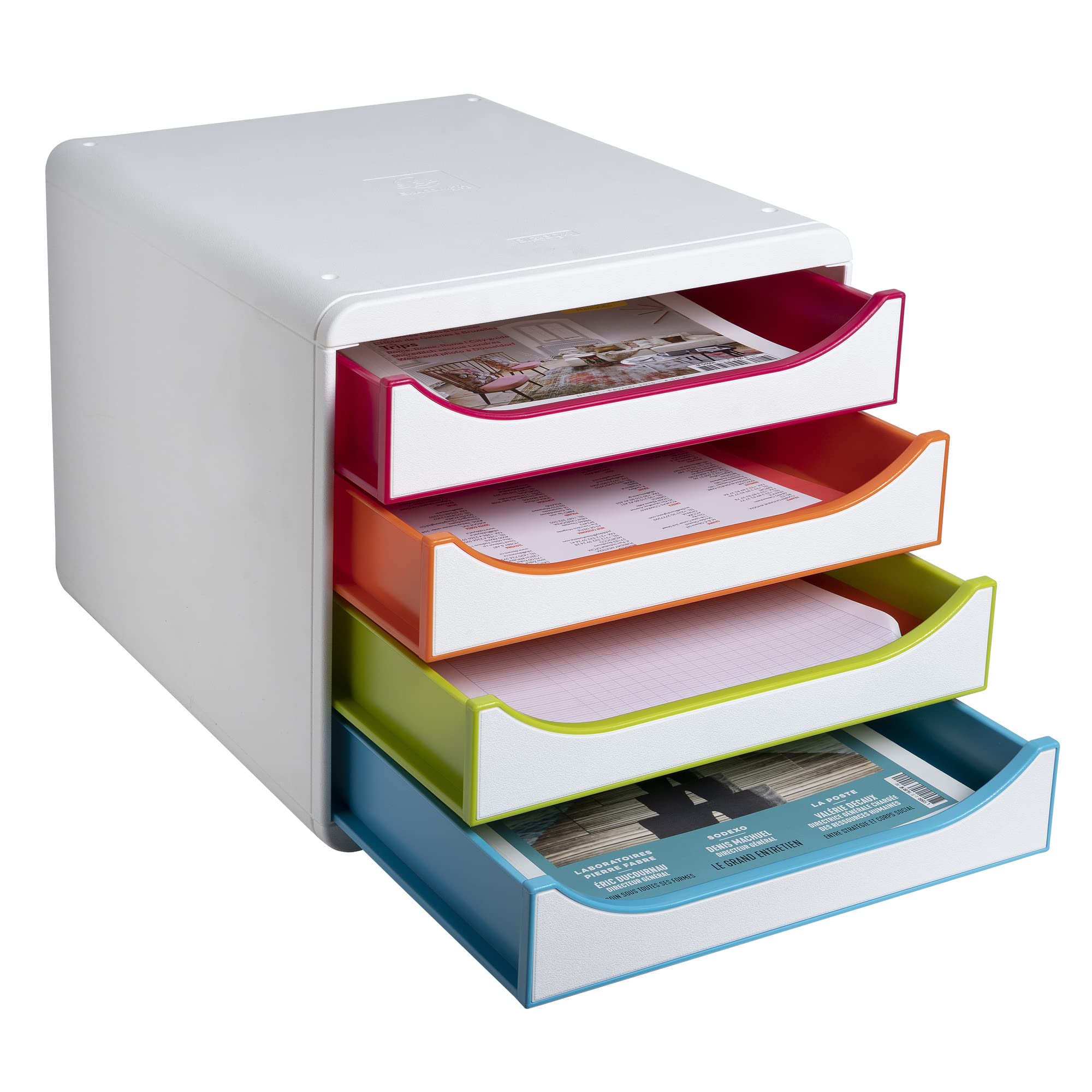 Exacompta Black Office Drawer Unit Plastic White Harlequin 4 Drawers 27.8 X 34.7 X 26.7 Cm A4+