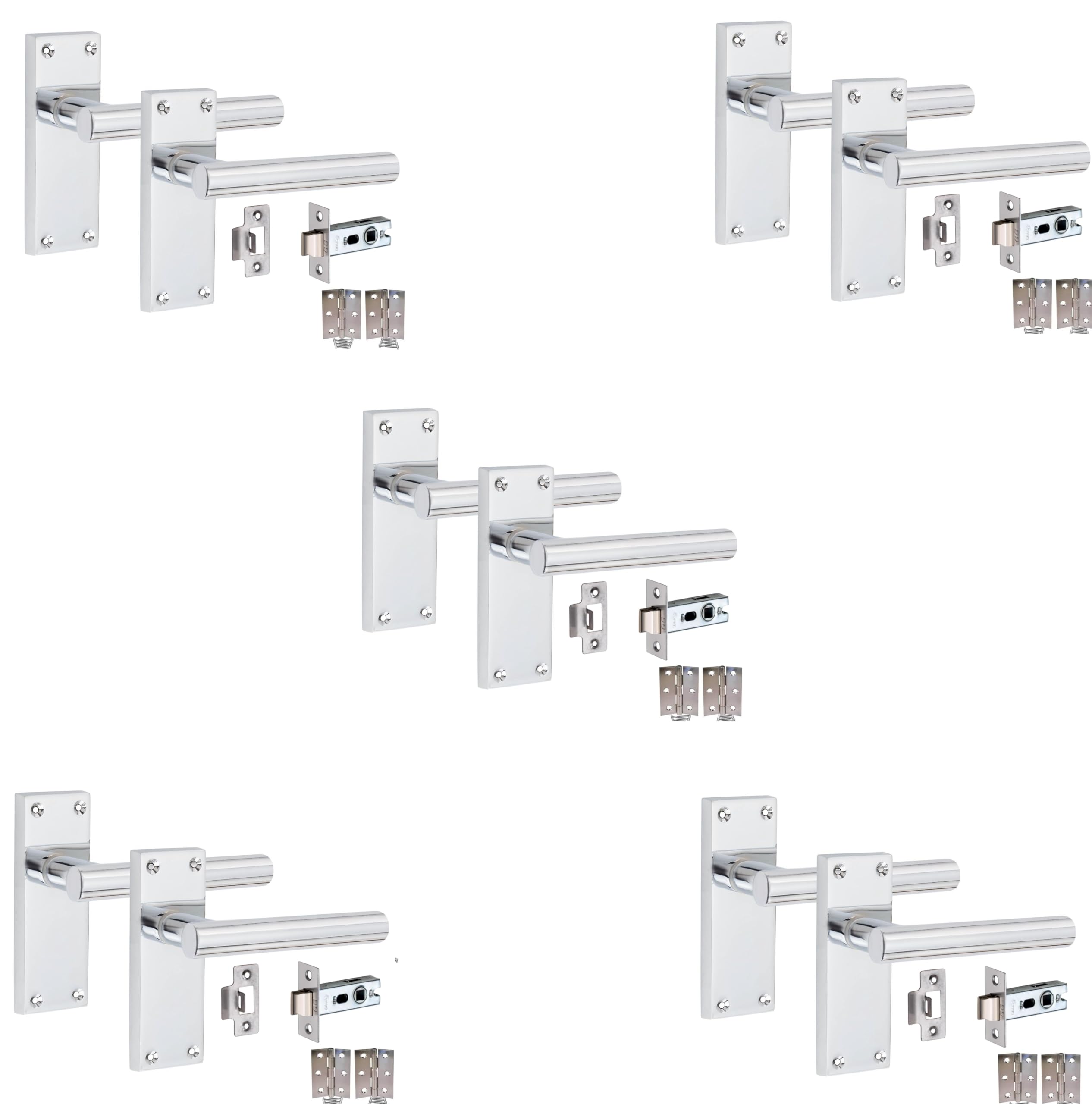 Golden Grace 5 Sets Victorian Straight T-Bar Handle Latch Internal Door HandlesPolished Chrome1 Pair 3" Standard Butt Hinges120mm X 40mm from B&Q
