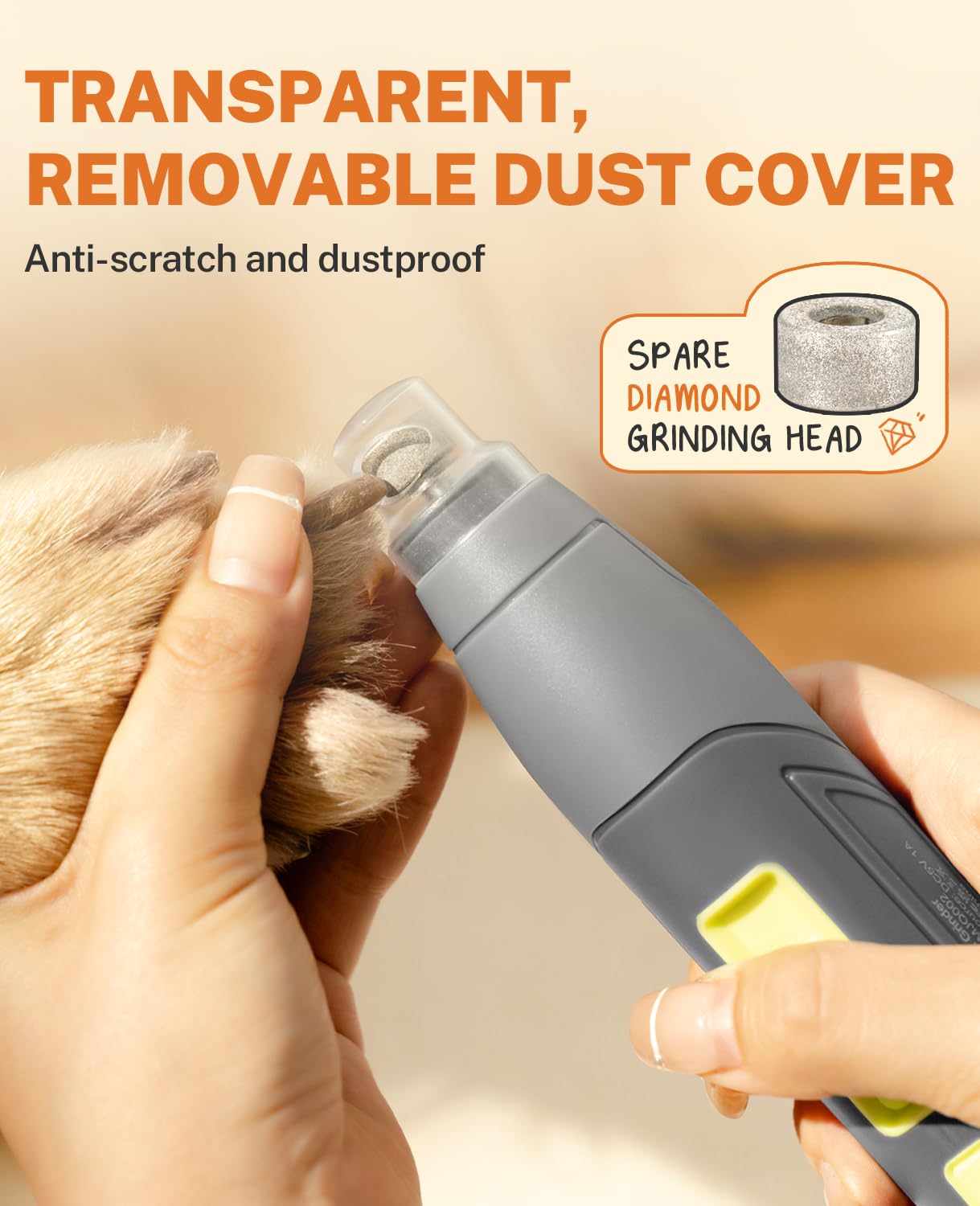 Toozey Dog Nail Grinder Upgraded to 3 Speeds with LED Lights - Rechargeable & Quiet Pet Nail Trimmer for Painless Paws Grooming, Professional for Small, Medium, Large Dogs and Cats - image 4