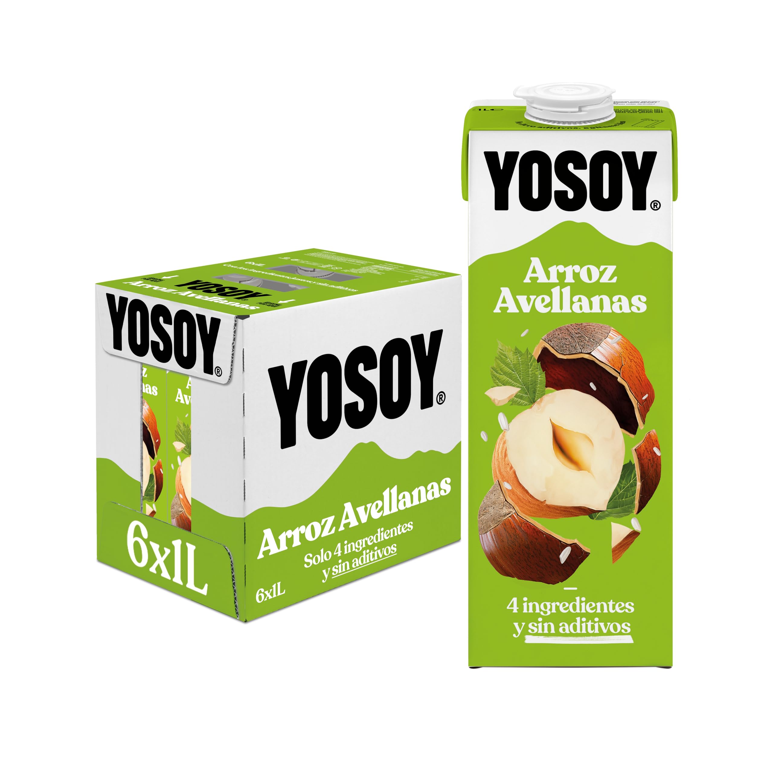 YOSOY Bebida de Arroz con Avellanas, Caja de 6 x 1L