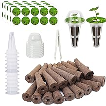 107 Pcs Seed Pod Kit for Hydroponics System, Garden Starter Accessories with 32 Grow Sponges, 12 Plant Baskets &amp; Domes, 50 Pod Labels, and 1 Tweezer