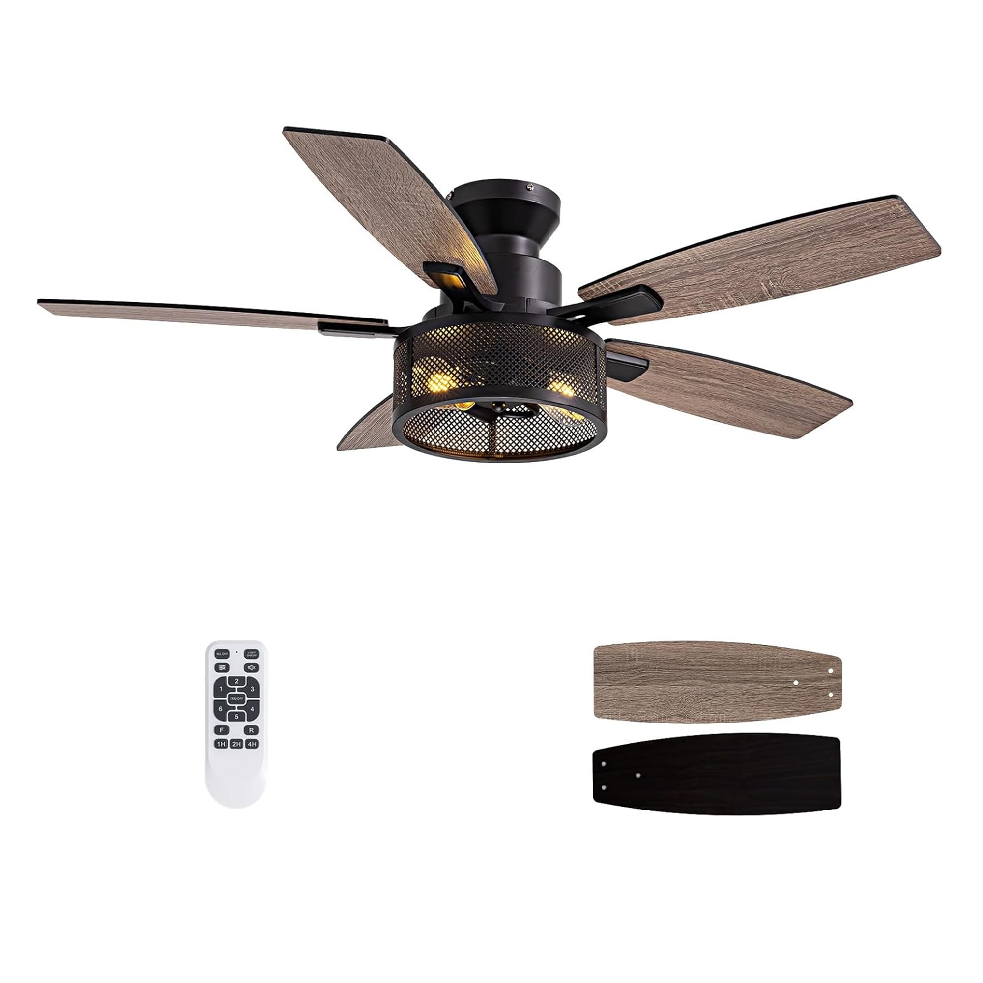 Ceiling Fans with Lights and Remote Control, Ceiling Fan for Bedroom Living Room (Flush Mount 46 in)