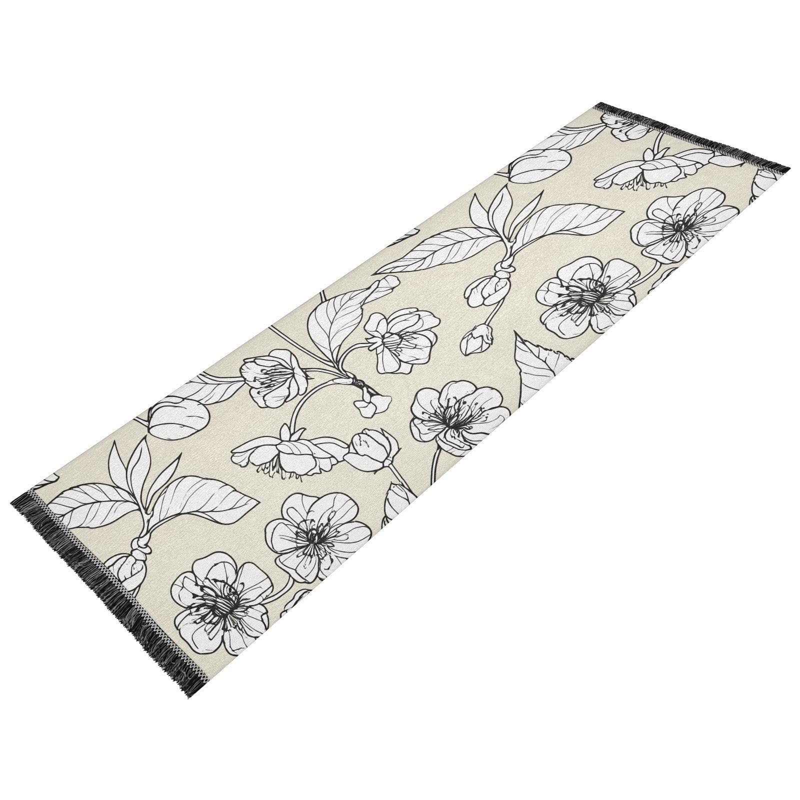 Flowers Floral Beige Runner Rug for Hallways Kitchen Rugs Washable Rug for Bathroom Laundry Entryway Indoor 72 * 23.5 in