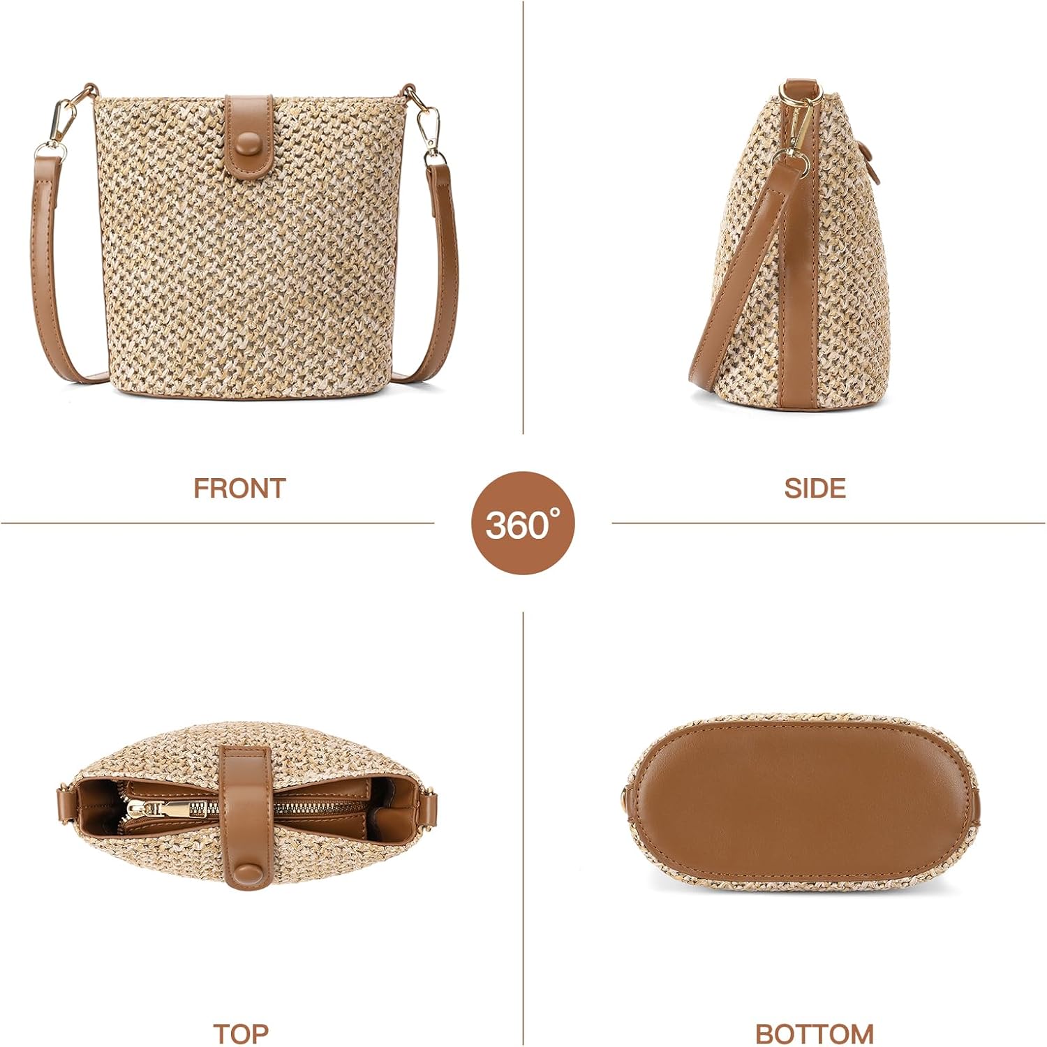 Small Straw Crossbody Bag for Women Woven Summer Shoulder Phone Purse Beach Handbag for Vacation - Image 5