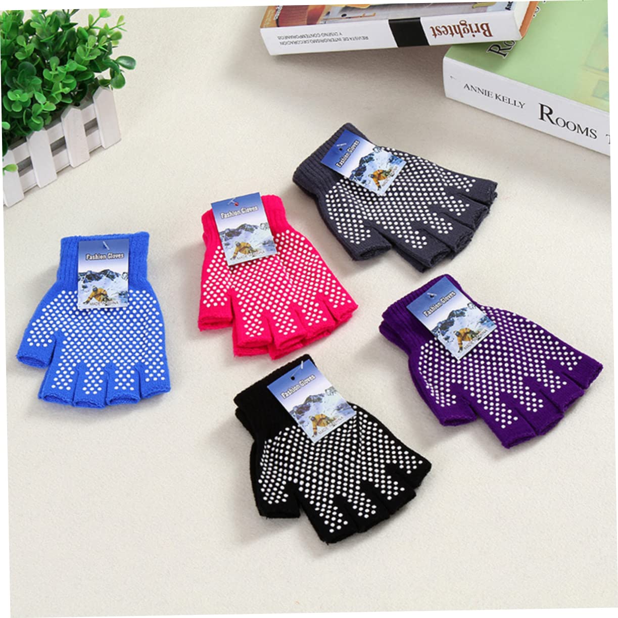 2 pezzi Guanti senza dita Guanti in maglia Guanti neri Guanti ad attrito Tavolo anti in maglia Occhielli da tennis Guanti fitness non intensivo Mezzi guanti antiscivolo Guanti in cotone Yoga