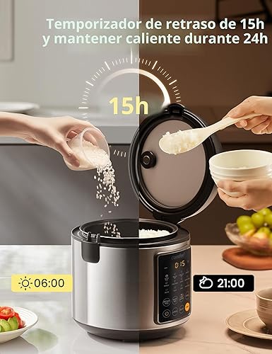 Miniatura 7 de COMFEE' Olla de arroz, olla multicocción de acero inoxidable 14 en 1, olla de cocción lenta, vaporera, saltear y calentar, 5.3 cuartos de galón, 20
