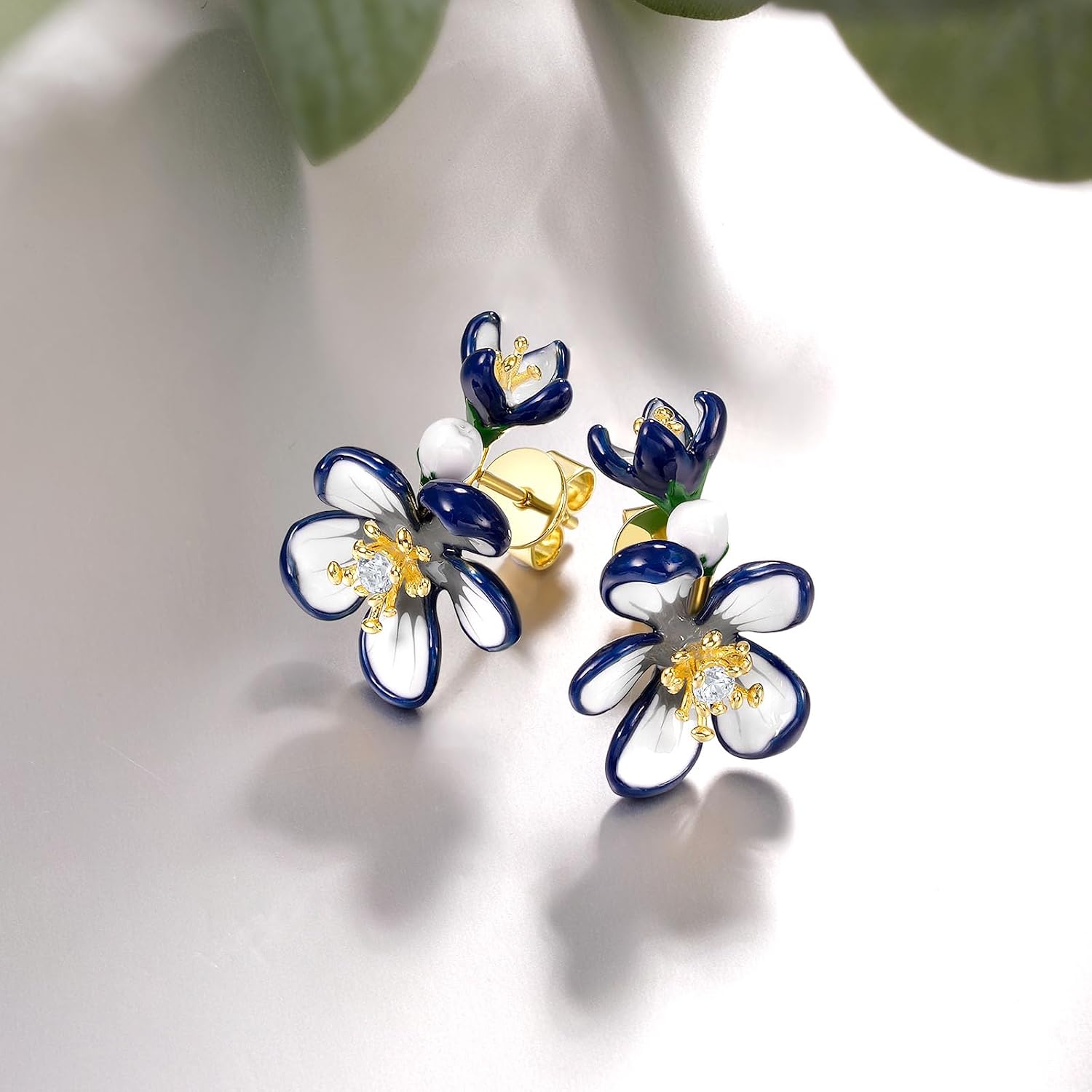 Santuzza Sterling Silver Gemstone Enamel Flower Earrings