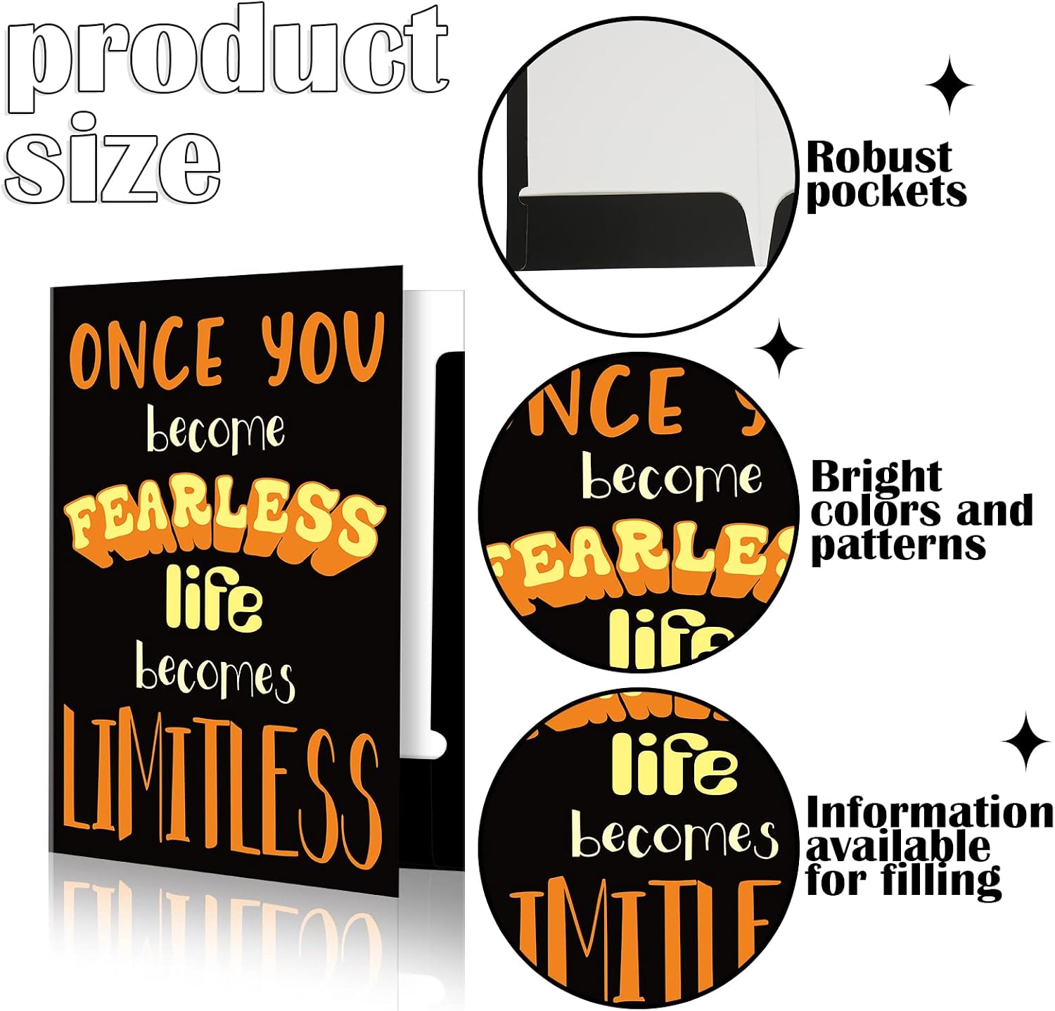 Engrowtic 24 Pcs Paper Inspirational 2 Pocket Folders Decorative Pocket Folders Motivational Letter Size 2 Pocket Folders Inspirational File Decorative Folders for Office, Home