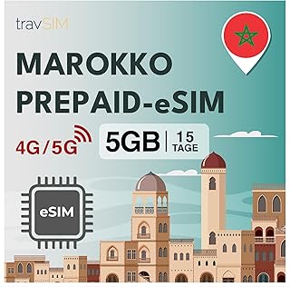 travSIM eSIM Maroc | 15 Jours - 5 Go | Données 5G/4G Haut débit | Accès Internet illimité à Google, Facebook, Whatsapp, Instagram & Plus