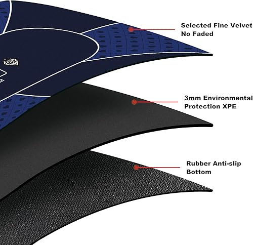 Miniatura 5 de Tapete de póquer de 94 x 47 pulgadas con bordes cosidos más fuertes, tapete de goma para 10 jugadores Texas Hold'em, decoración de póquer para
