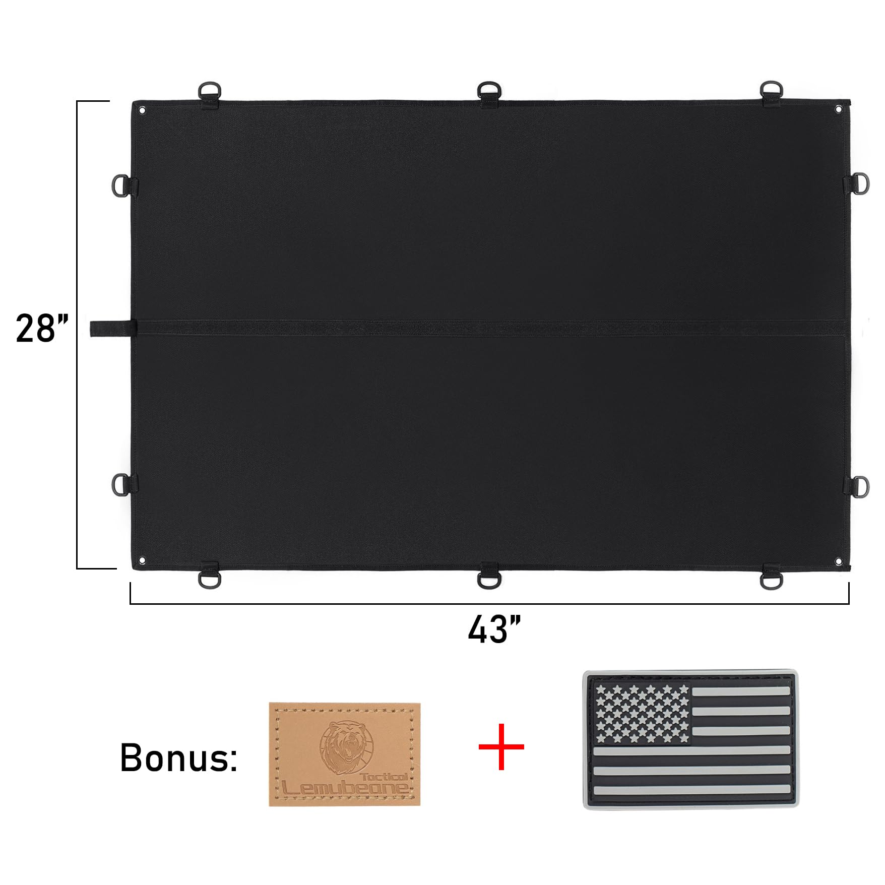 Tactical Patch Display Panel Holder Board Foldable Military Hook and Loop Emblems Holder (Black, Large (28