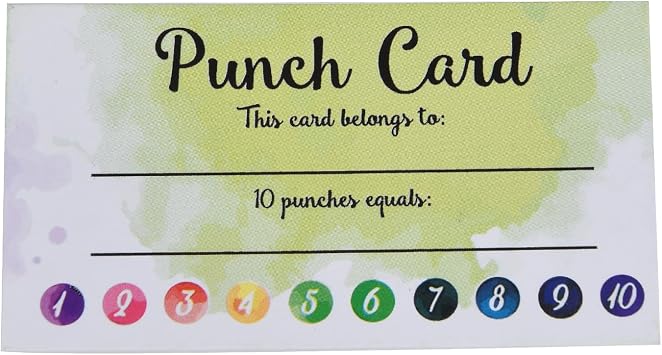 120 PCS Behavior Reward Punch cards for Kids (water color)