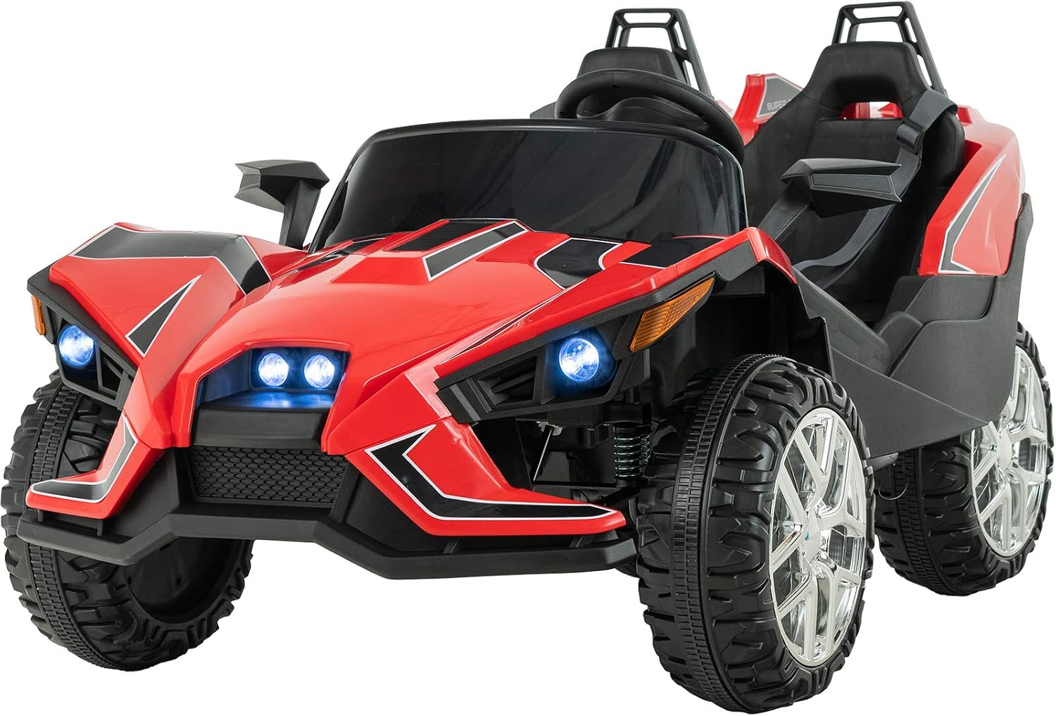 Uenjoy 2 Seats Kids Car 12V Ride On Racer Cars,Red