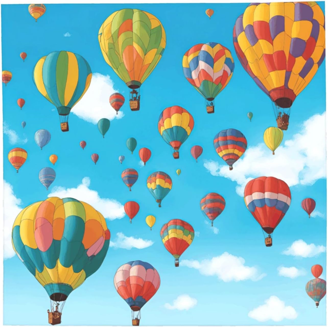 Colorful Balloons Blue Sky Print For Women And Men Head Scarves Hair Bandanas Square Scarf Fashion Accessories Lightweight image 2
