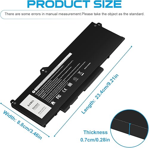 Miniatura 2 de Futurebatt Batería de repuesto GRT01 para Dell Latitude 15 5521 5531 14 5421 5431 Precision 3470 3561 3571 Alienware m17 R5 AMD Series R05P0 00P3TJ