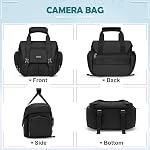 RAINSMORE Camera Bag Professional Camera Case Small Sling Bag DSLR/SLR/Mirrorless Shoulder Crossbody Bag with Waterproof Rain Cover Black