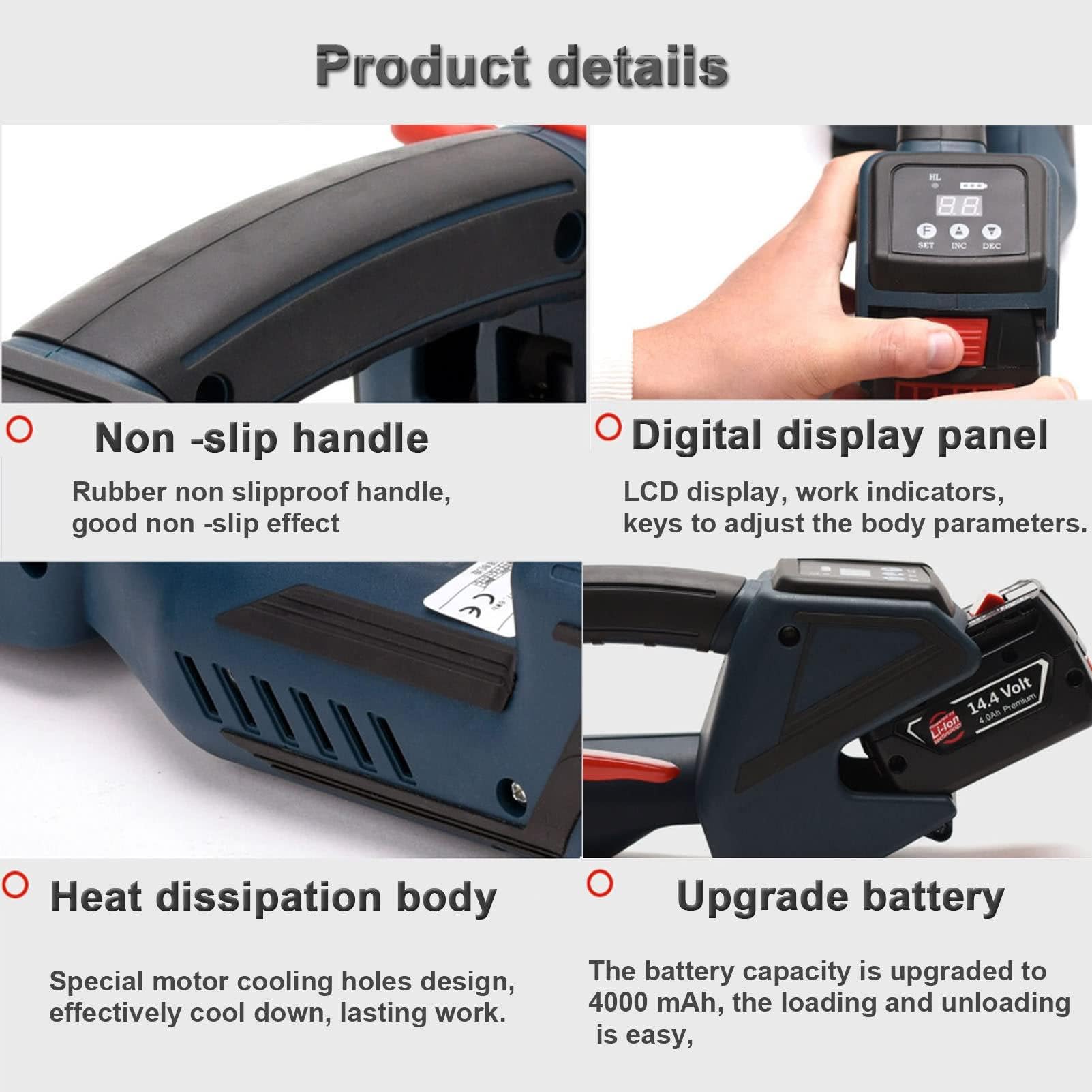 Cercleuse électrique, outil de cerclage automatique portatif, cercleuse thermofusible avec batterie 4000mha, outil de cerclage portable avec écran LCD, for sangles PP/PET de 1/2 à 5/8 pouces de large