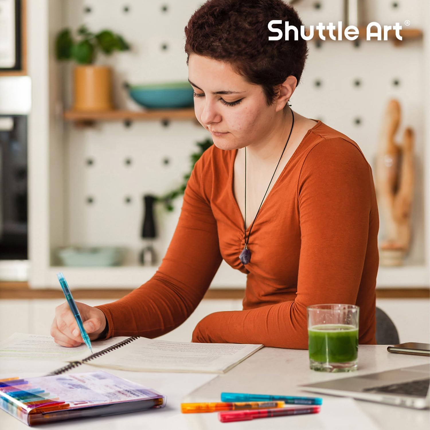 Shuttle Art Liquid Ink Rollerball Pens, 12 Vintage Colors Quick Drying 0.5mm Extra Fine Point Long Lasting for Writing Journaling Taking Notes Doodling School Office Home - Image 8