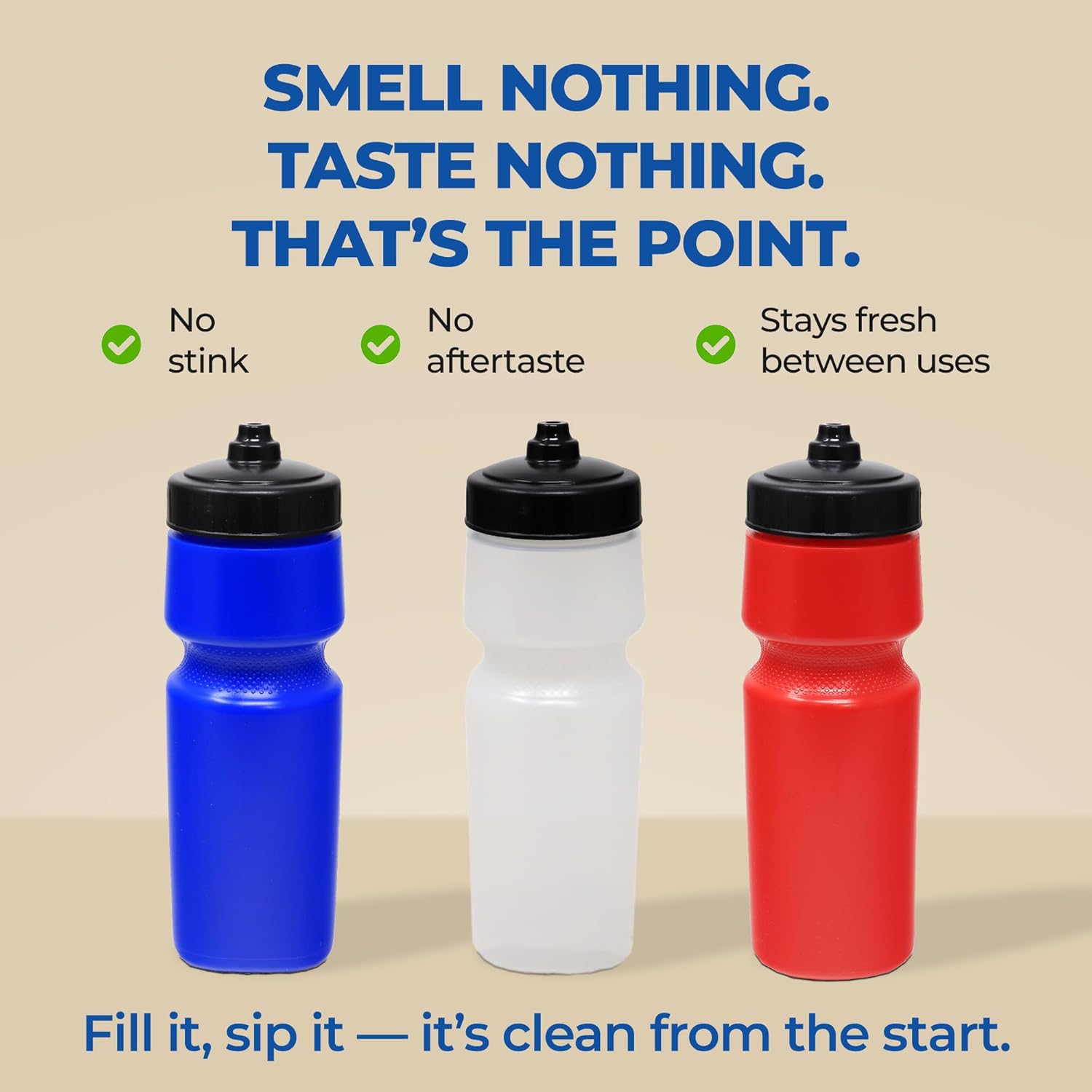 Rolling Sands USA Made 24 oz Sports Squeeze Water Bottles, 8 Pack, BPA-Free, Easy Drink One Way Flow Valve, Fits Most Bike Cages, Dishwasher Safe, Durable, Reusable and Lightweight, Variety