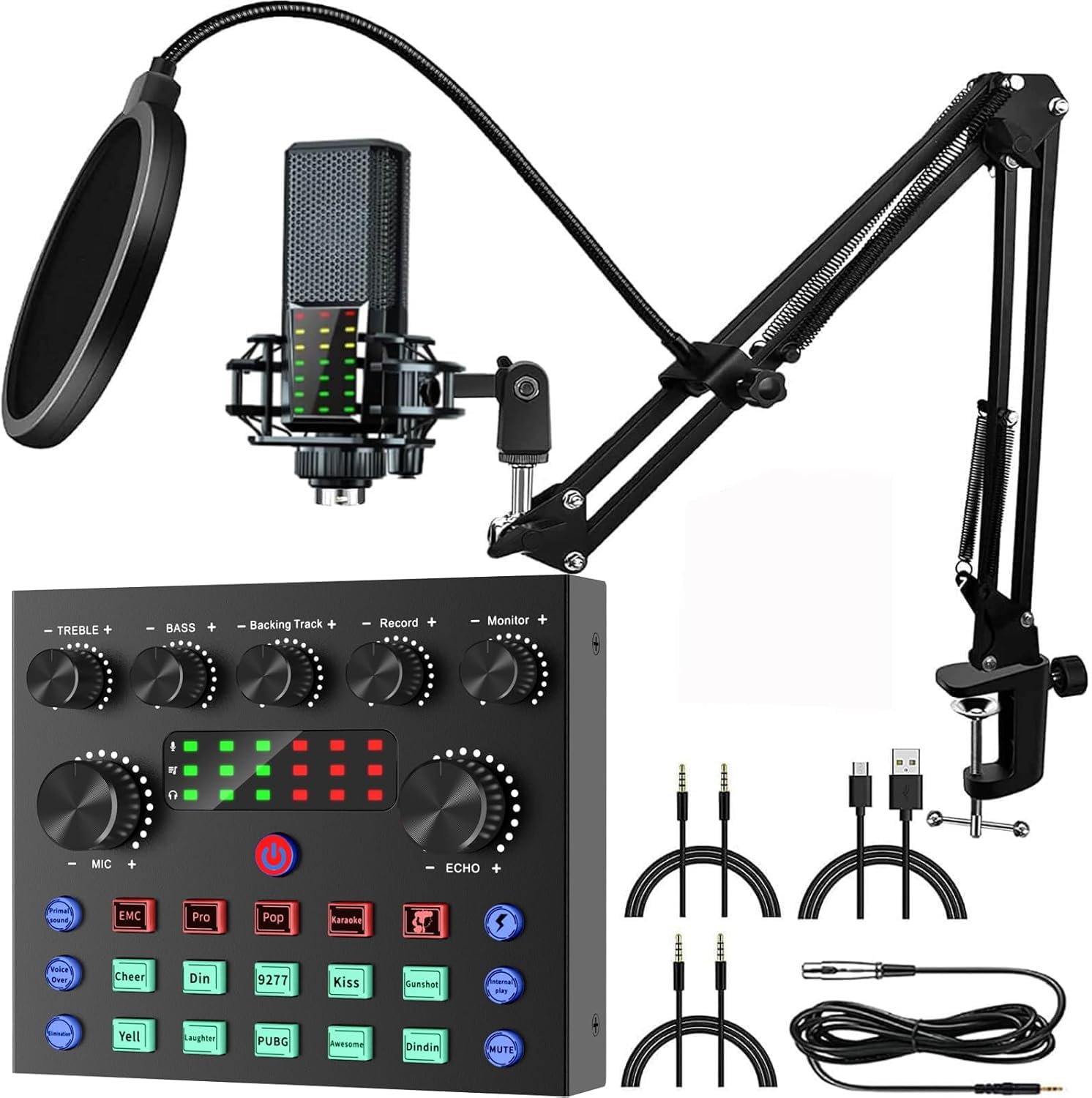 Sicomne Micro Gaming Card Audio Karaoke Mixer DJ Set, Interfaccia Audio Mixer Microfono a condensatore Bluetooth Streaming