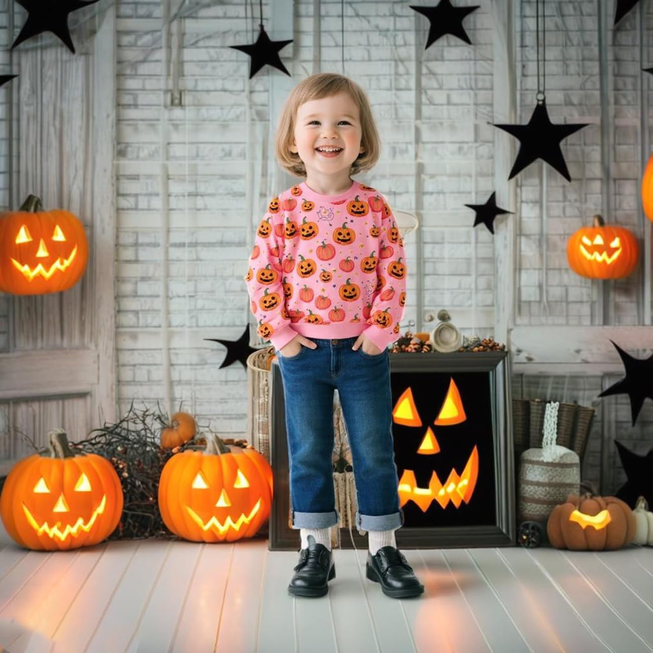 Kids Halloween Sweatshirt Toddler Boys Girls Pumpkin Bat Dinosaur Monster truck Graphic Crewneck Pullover Shirt 2-7t - Image 5