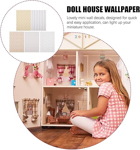 Miniatura 2 de Kisangel Pegatinas de pared para casa de muñecas, 5 hojas, tableros de piso de casa de muñecas, papel tapiz para casa de muñecas, tarjeta adhesiva