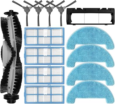 KAFTKO Vacuum Cleaner Main Side Brush, HEPA Filter, Mop Rag Replacement Accessories. Compatible for Bagotte BG600 / BG600 MAX / BG800 / BG800 MAX Color Set A