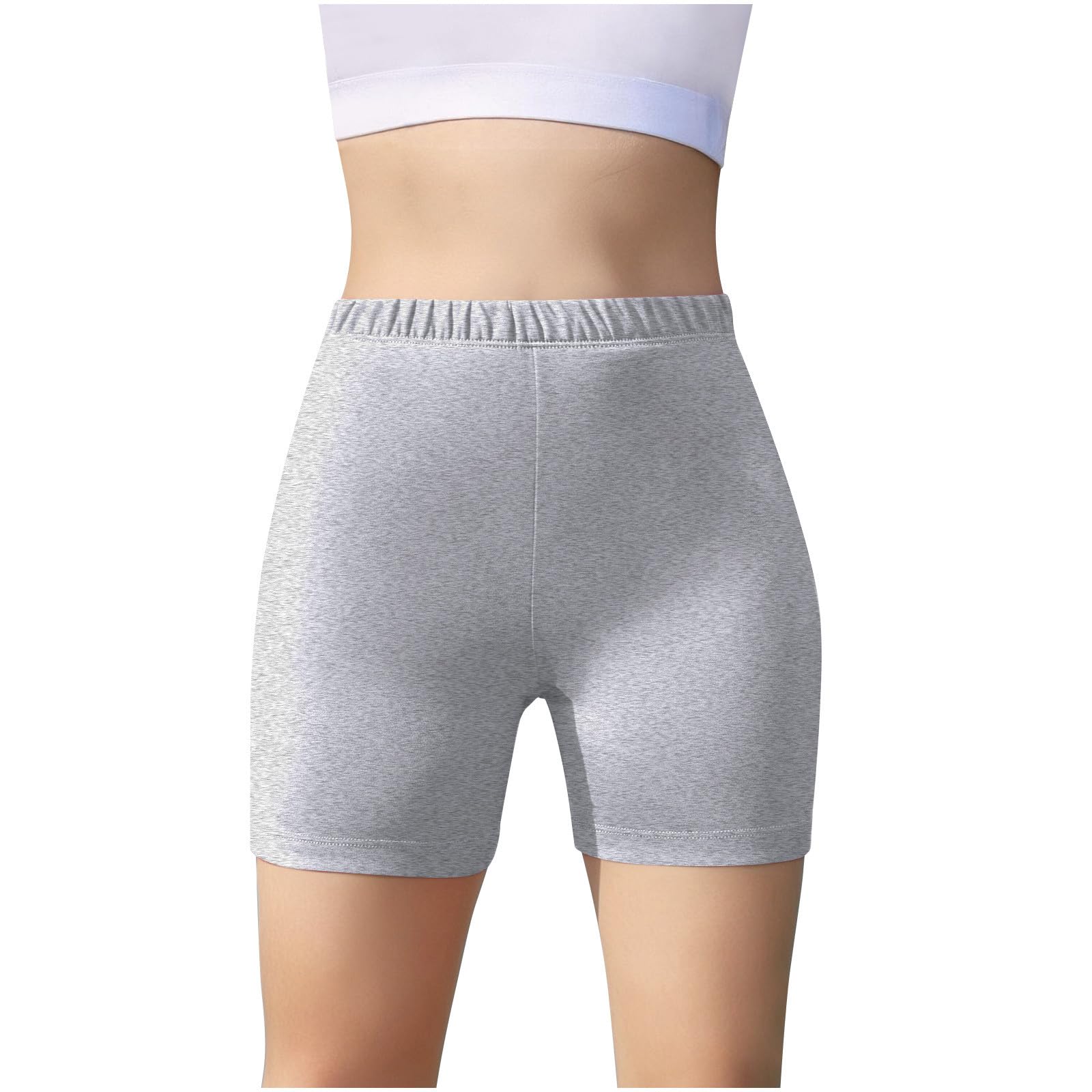 Lot de 5 shorts pour fille - Legging court d'été - Short de cyclisme en coton - Couleur unie - Short de sport stretch - Pantalon de yoga - Taille élastique - 5-14 ans