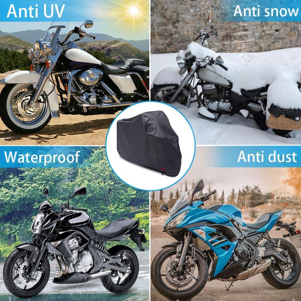 Universal Motorrad-Abdeckplane XL – Wasserdicht Aus PVC, Silber-schwarz, Für Naked Bikes & Roller