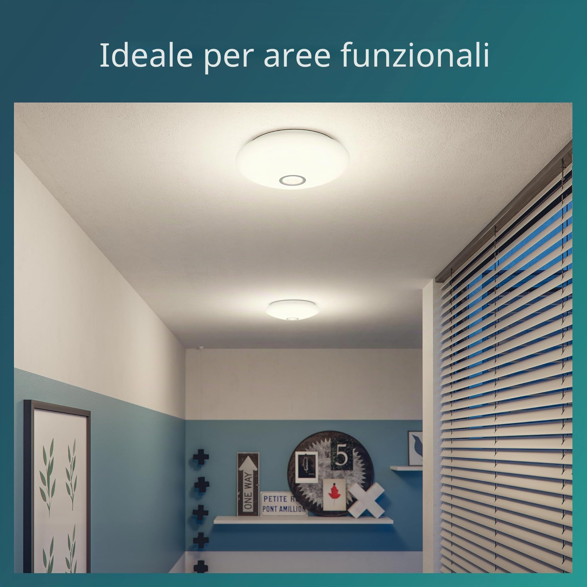 Philips LED Mauve - Plafoniera con sensore di movimento, 6 W, 4000 K, bianco freddo, per illuminazione domestica, interni, soggiorno, camera da letto e sala da pranzo