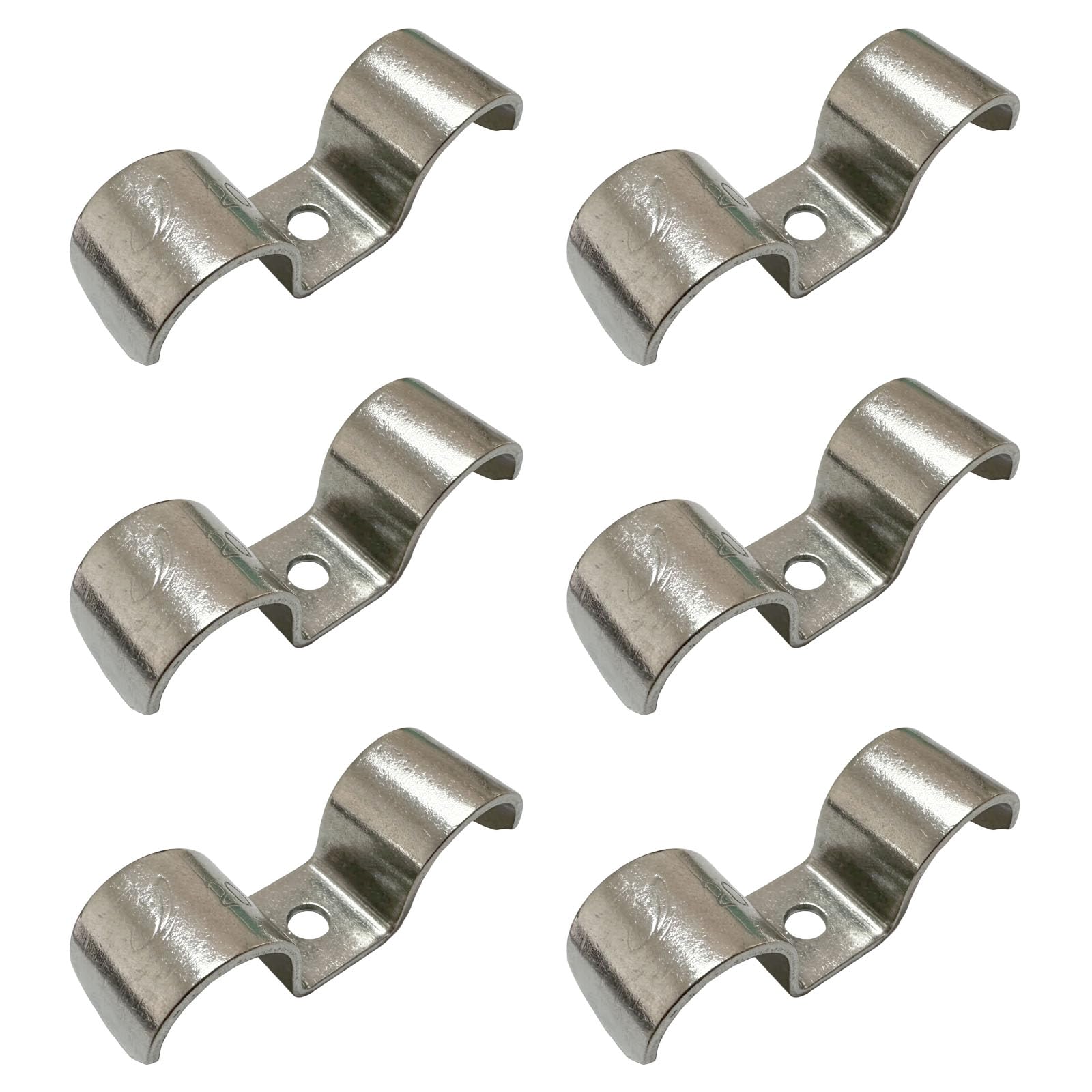 RITUIPIO 6pcs 20mm(7/9 inch) Double Line Clamp Heavy Duty 1 Hole Conduit Strap 304 Stainless Steel M-Type Pipe Strap For Wire Pipe Cord Installation