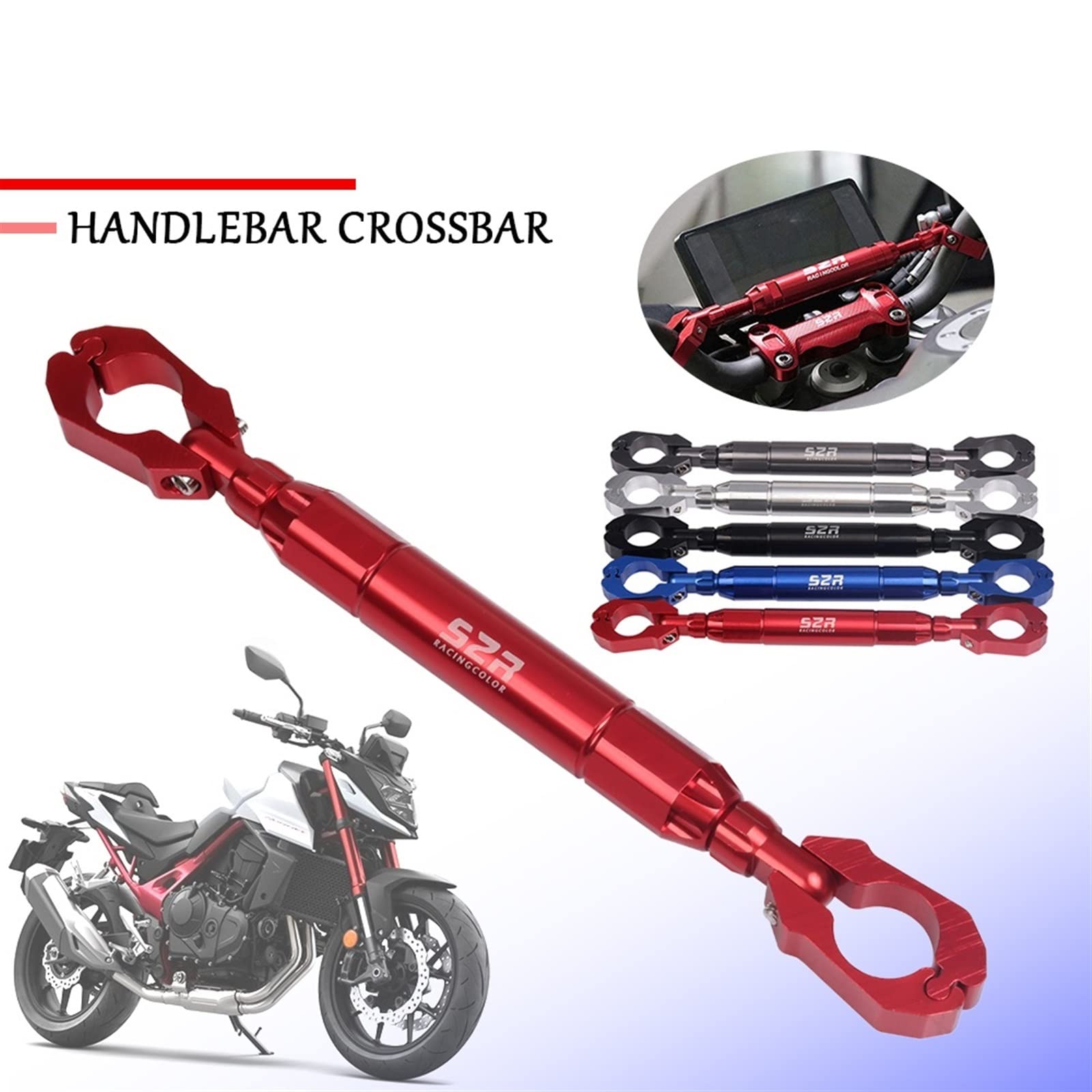 Dla HONDA CB750 HORNET Akcesoria Motocyklowe Balance Bar Kierownica Poprzeczka Uchwyt Na Telefon (Kolor : Long blue, Rozmiar : 1)