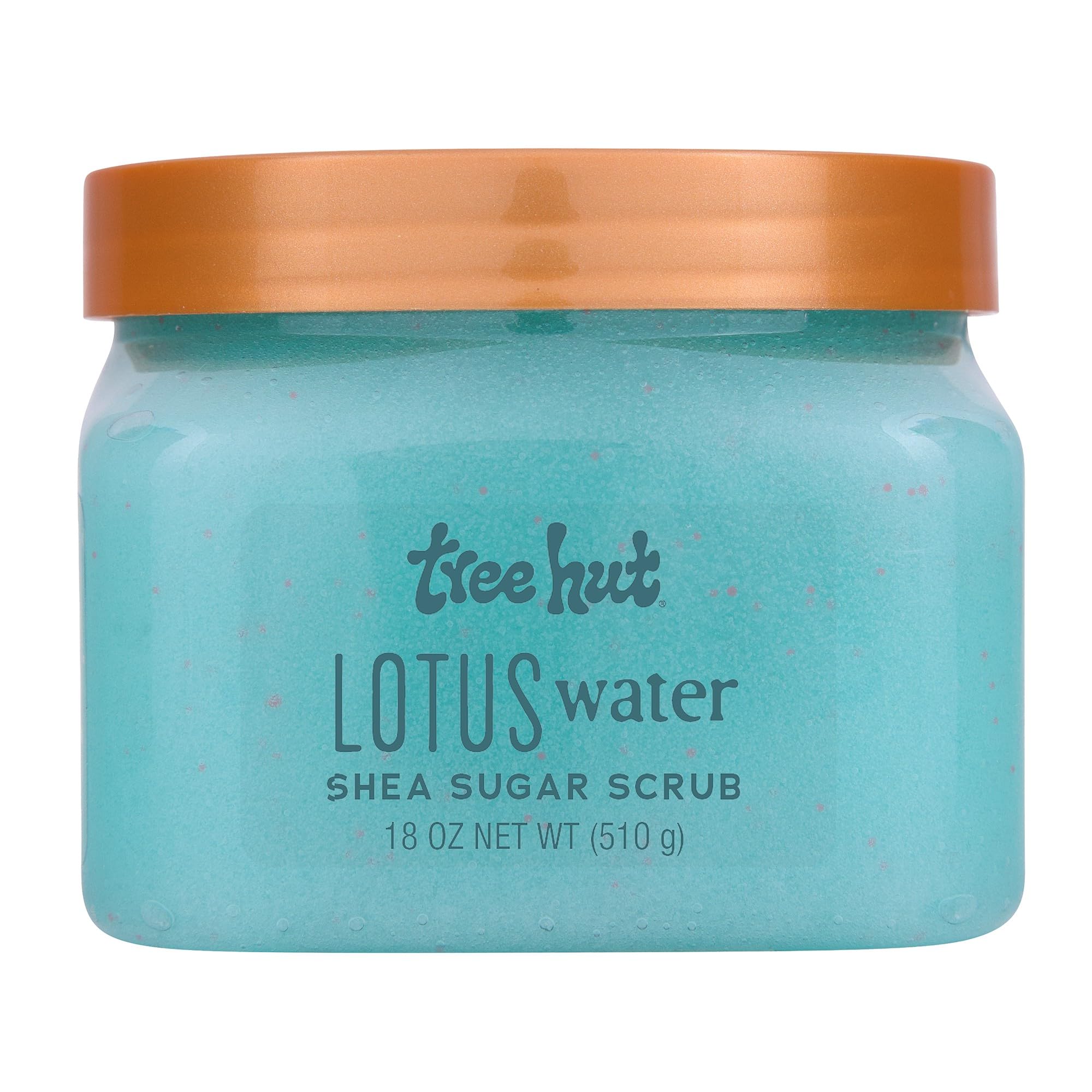 Tree Hut Lotus Water Shea Sugar Scrub, Exfoliating, Hydrating & Moisturizing Body Scrub with Shea Butter & Nourishing Essential Oils, Smooth & Soften Skin, 18 oz