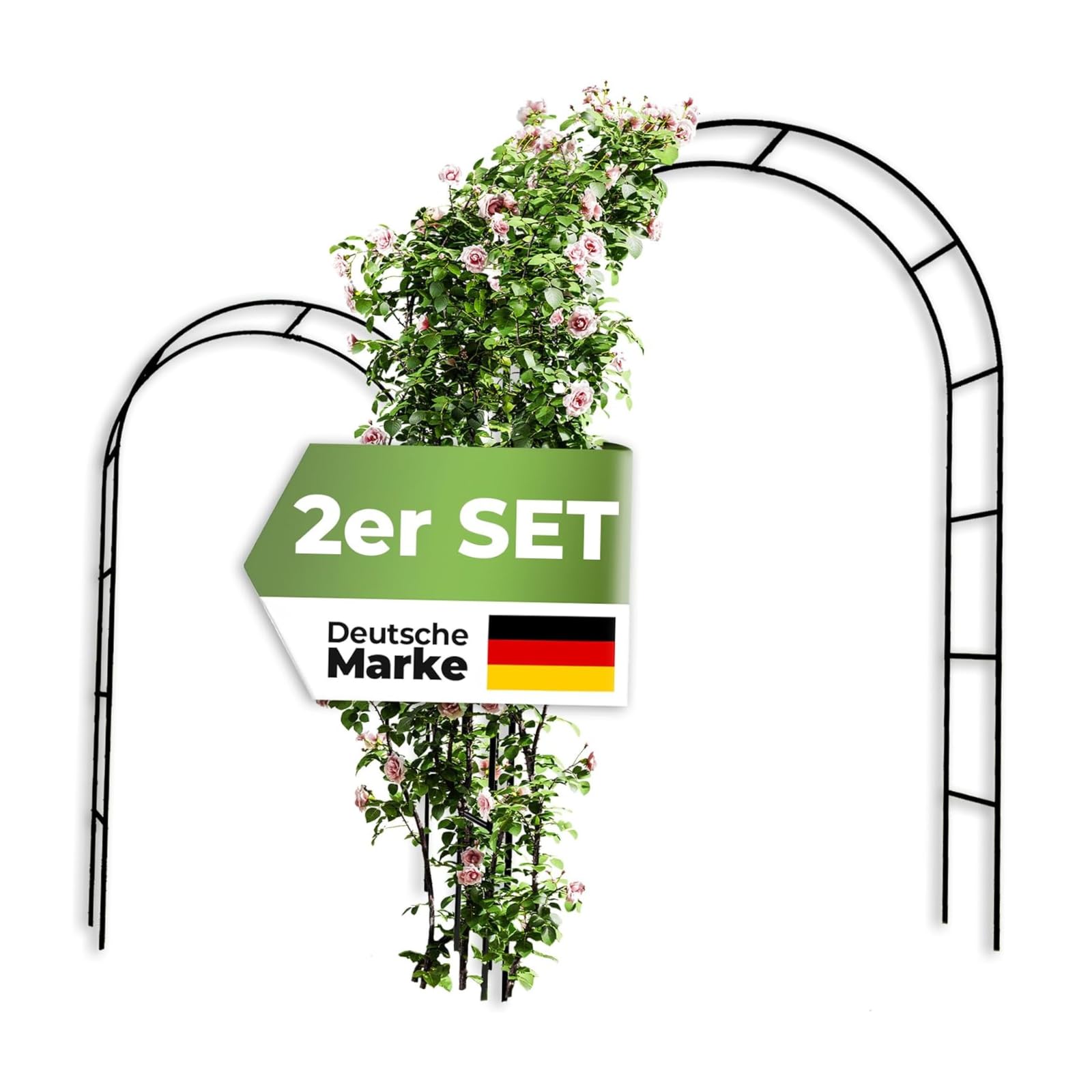 Rosenbogen [240 x 140 x 37cm ] geeignet für Jede Art von Rankpflanzen - Rosenbogen [Metall] kinderleicht aufzubauen - Gartenbogen in grün für eine schöne Gartendekoration (2er Set)