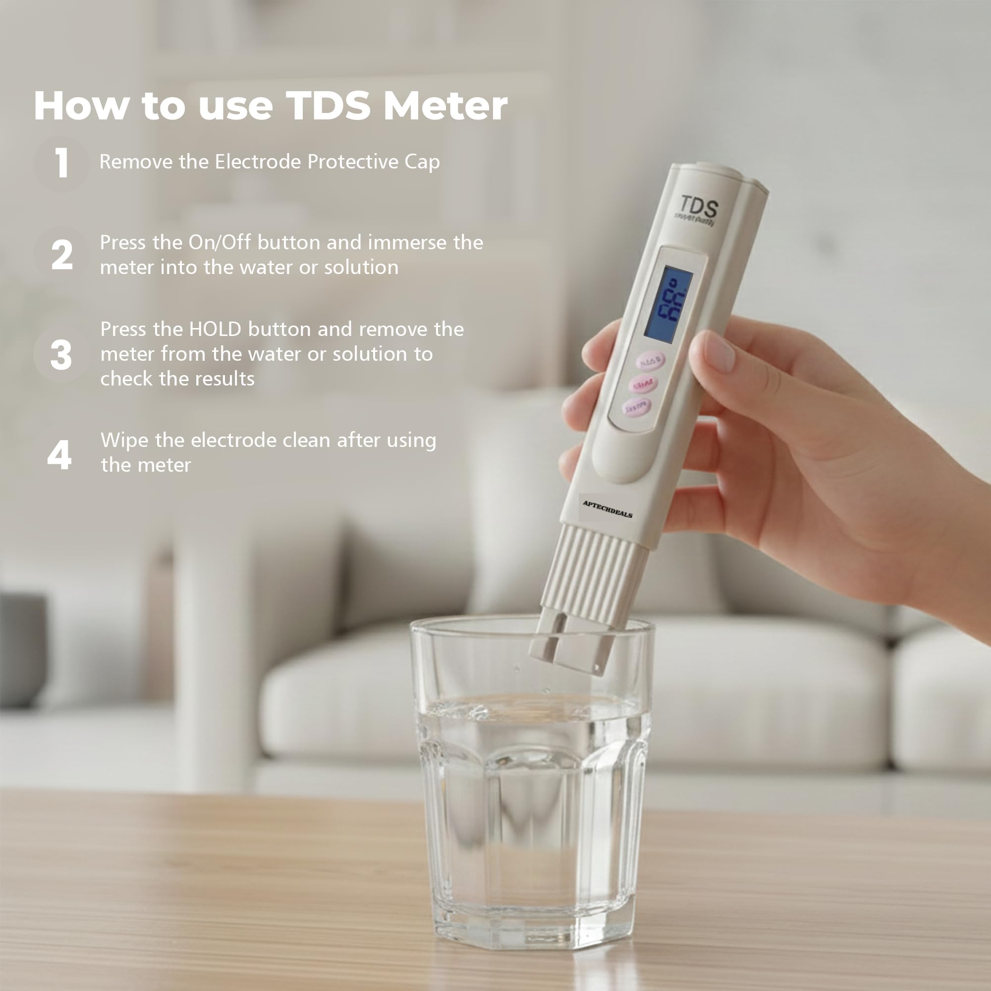 Aptechdeals Digital Tds Meter with Temperature And Water Quality Measurement For Ro Purifier (TDS) 2