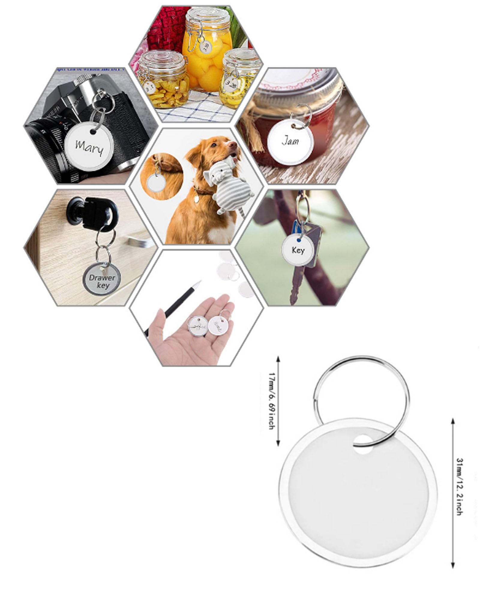 Amazon | タグ キーホルダー 名札番号札50枚書ける ネーム分類ID