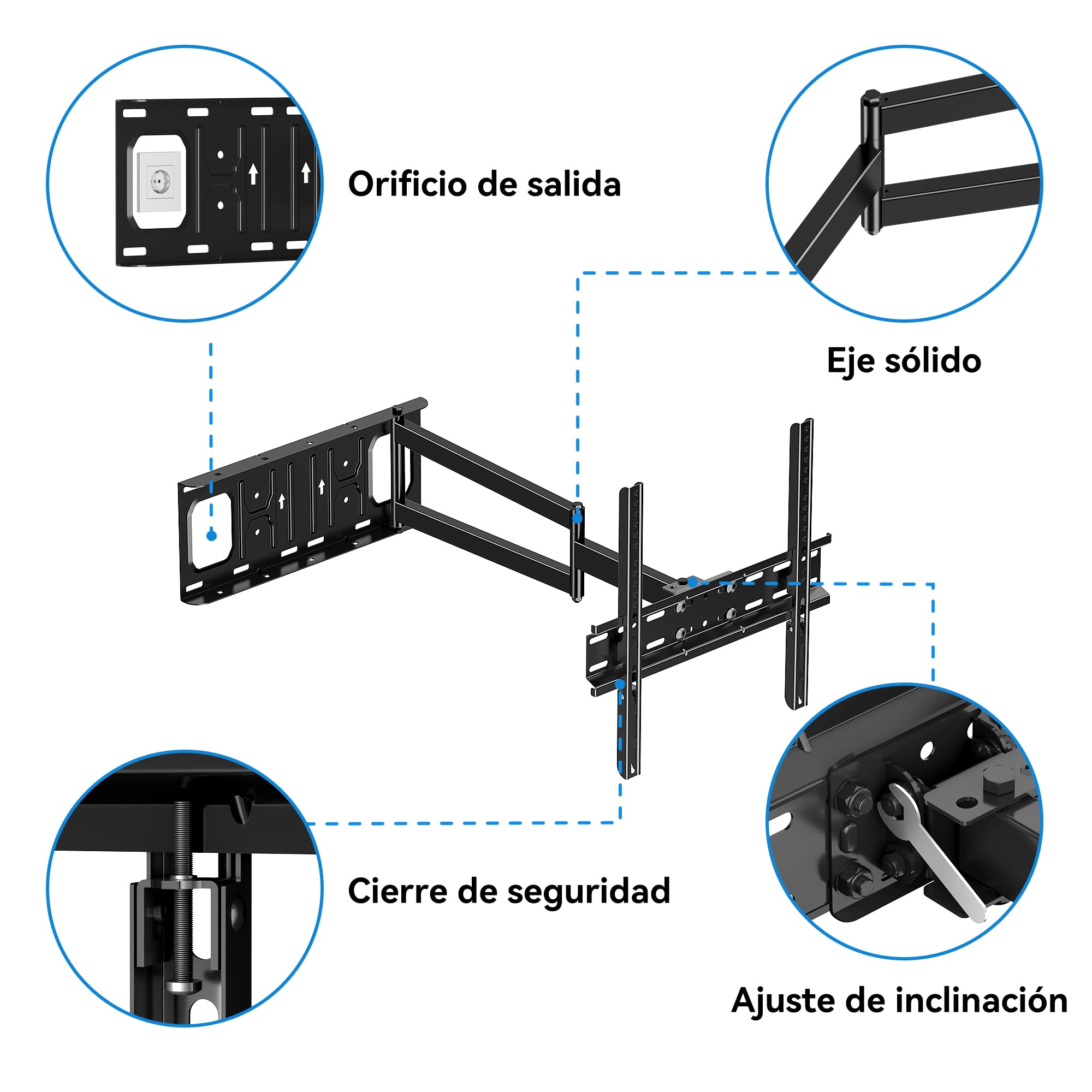 FORGING MOUNT Soporte TV Pared con Brazo Articulado Largo de 650mm para Pantallas de 26-60" de Planos/Curvos LCD/LED/OLED, Soporte Pared TV con Giratorio e Inclinable, hasta 35kg, VESA Máx 400x400 mm