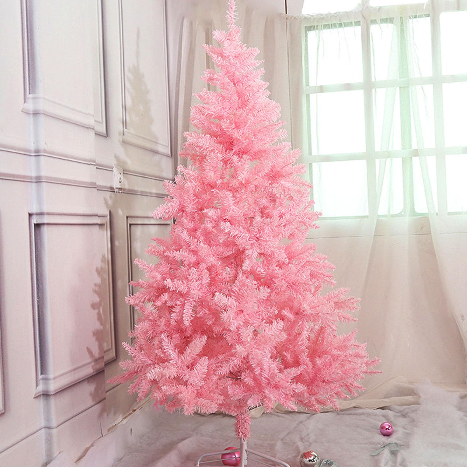 Árbol de Navidad Artificial Rosa de 6 pies |El PVC Retardante de Llama Elimina el Riesgo de Incendio |Decoración de Soporte Resistente para salón/jardín/Oficina |Árbol de Navidad (1.2m / 3.9ft)