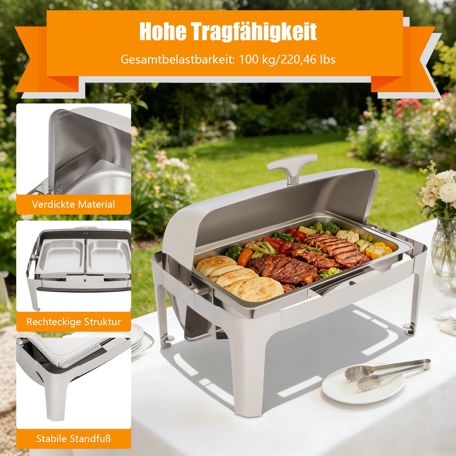 Edelstahl Warmhaltebehälter Kommerzieller Speisewärmer Warmbehälter Essen Warmhalten Behälter Catering Wärmebehälter für Speisen Buffetwärmer