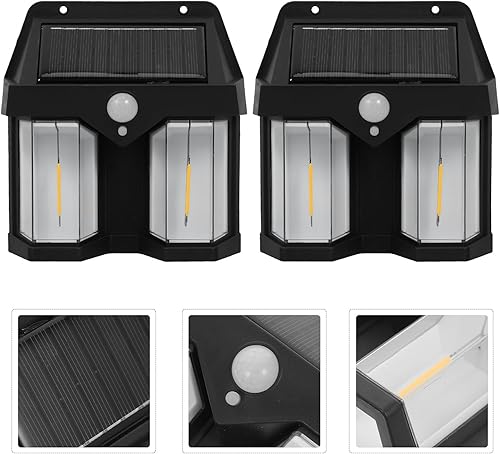 Miniatura 9 de 2 luces solares para terraza, luces solares para exteriores, para patio, valla, pasarela, jardín, decorativas, lámparas de pared alimentadas por
