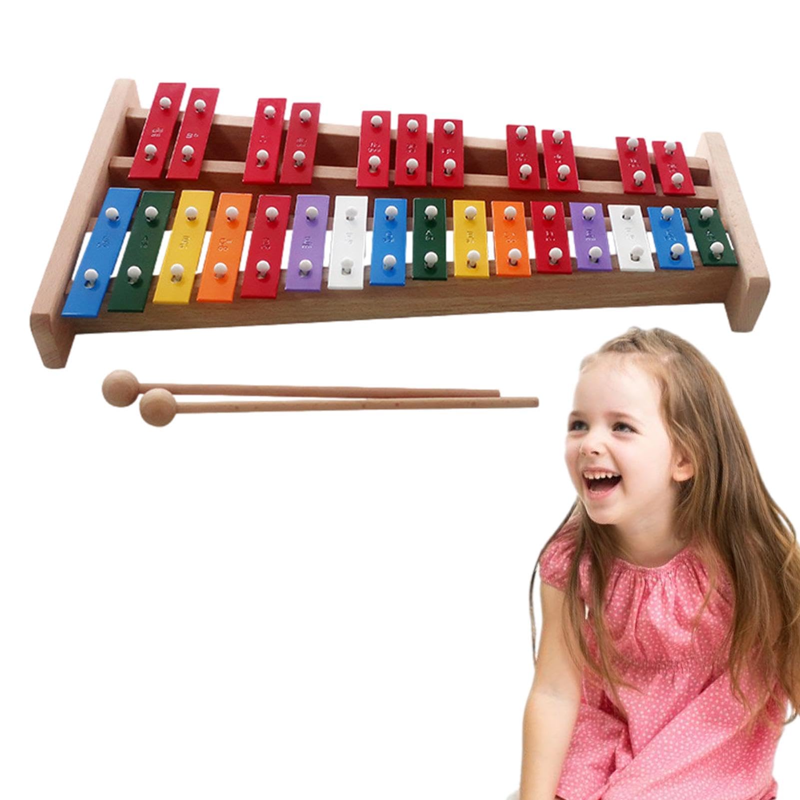 Xylophon für Kinder, Xylophon aus Holz - Professionelles Glockenspiel | Pädagogisches Xylophon für Kleinkinder 27 Noten, Xylophon für Kleinkinder, tragbares Glockenspiel Instrument für Kinder und n