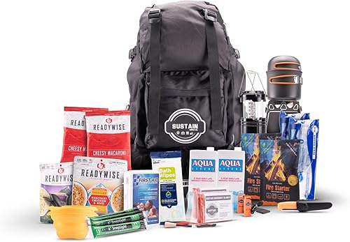 Sustain Supply - Kit de supervivencia de emergencia y mochila, 2 personas, 72 horas, bolsa de preparación para desastres para terremotos, incendios, disponible en Yaxa Colombia
