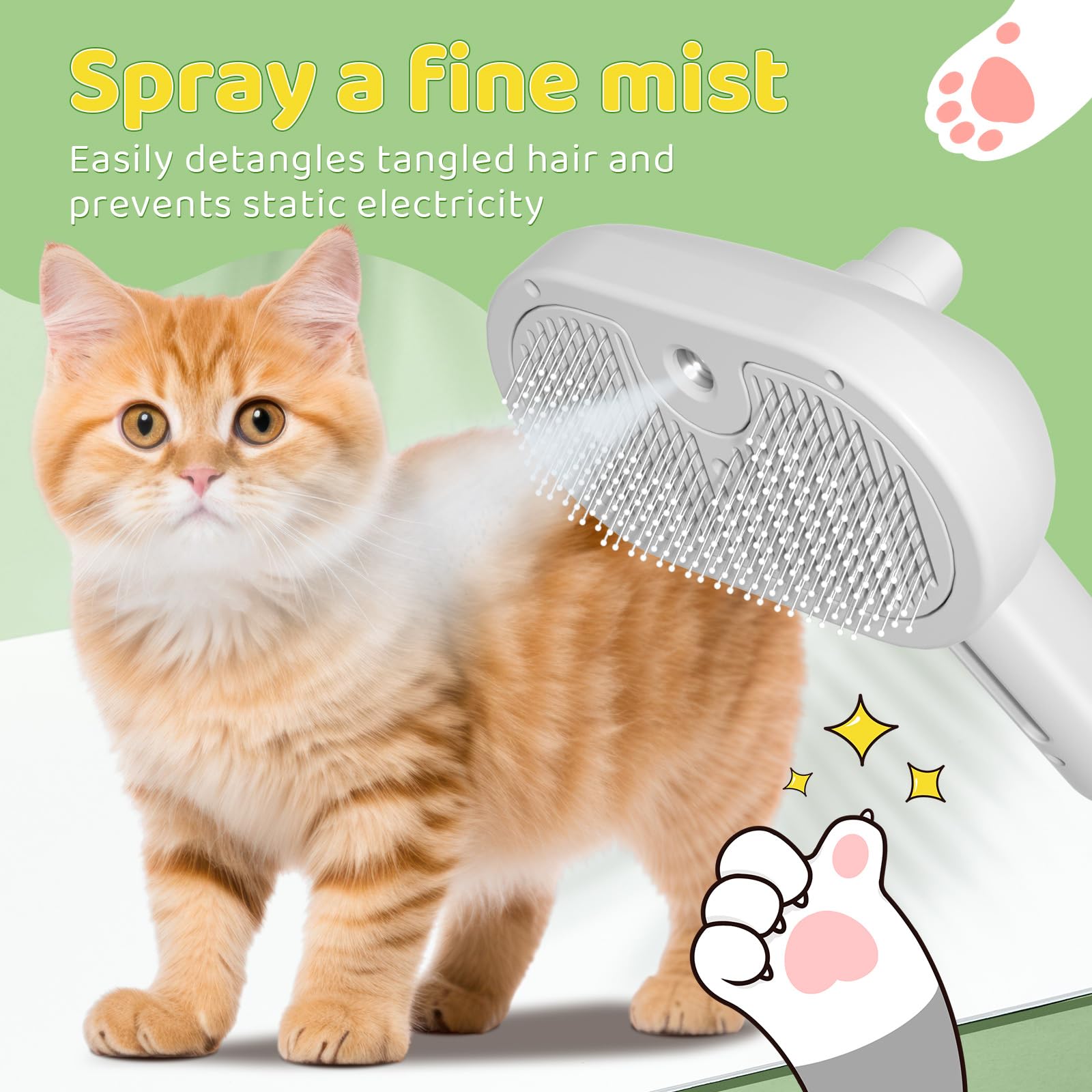 Katzenbürste mit Dampf Hundebürste, Dampfbürste Katze und Hund Katzenhaarbürste Katzenkamm Langhaar, Tierhaarbürste, Weiß