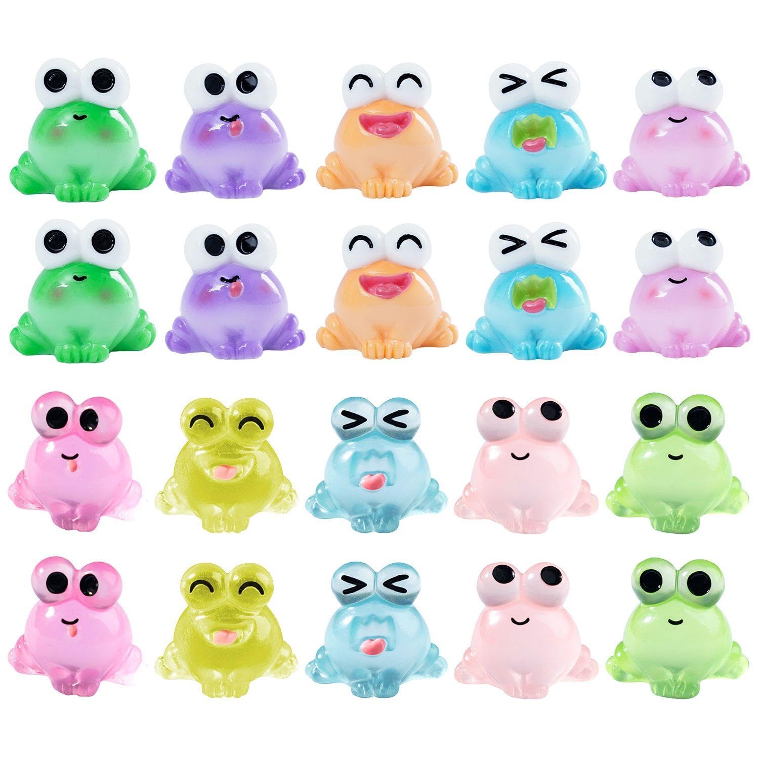 UBSIUH 20 Pieces Of Cartoon Frog Ornaments, Creative Mini Ornaments, Micro Landscape Decorations, Cute Luminous Ornaments, Dollhouse Accessories.