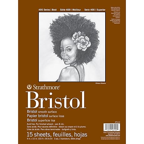 Strathmore Bristol Smooth Paper: 9x12 inch, 15-Sheet Pad for Superior Drawing and Sketching