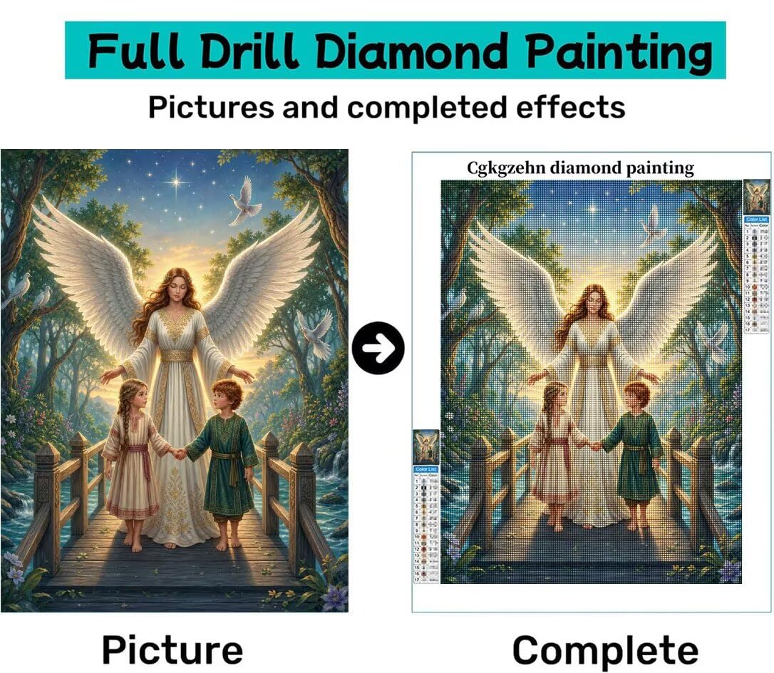 Diamond Painting Ángel Kit, Manualidad Creativa y Relajante 60x80cm C8-350