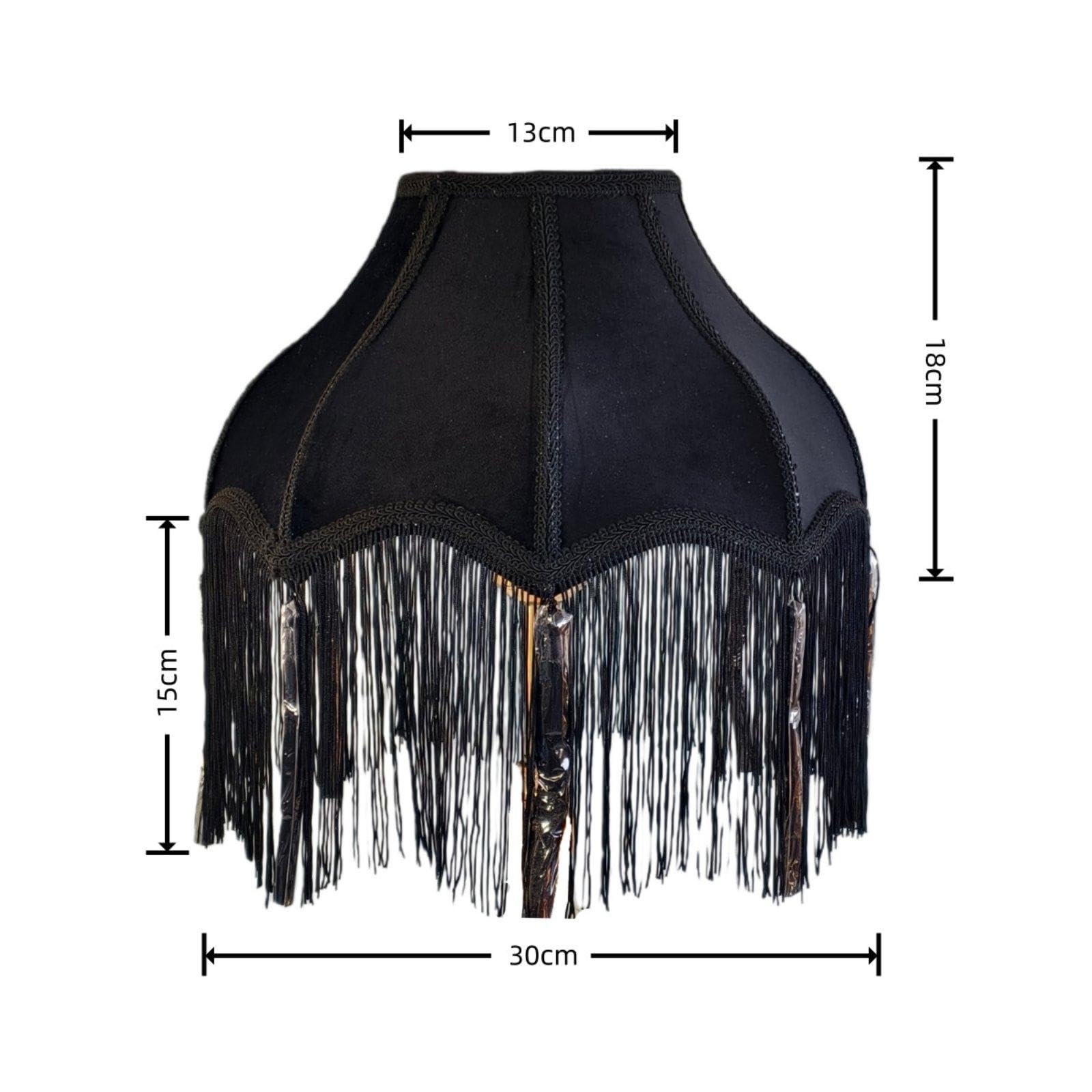 Eleganter Lampenschirm aus Stoff, Tischlampenschirm mit Quasten und Fransen
