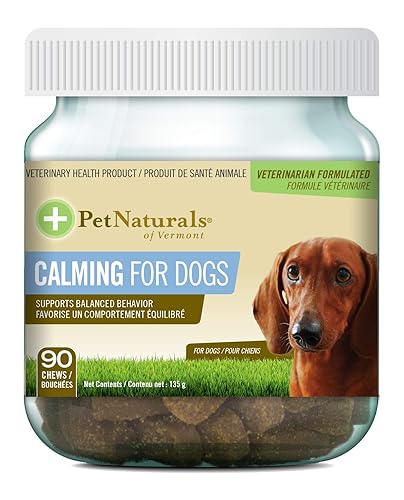 Pet Naturals of Vermont Calming for Dogs, Behavioral Support Supplement, Chicken Liver Flavor, 90 Bite-Sized Chews ,90 Count (Pack of 1) - Pet Supplies