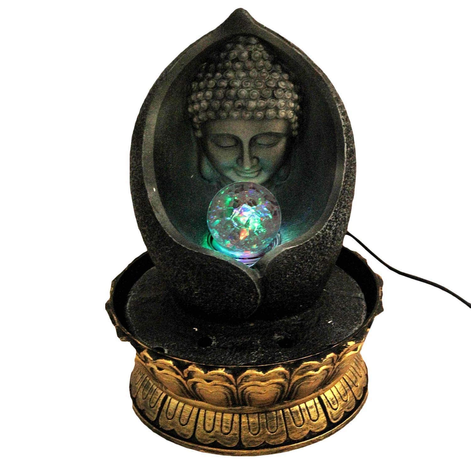 Eco Shopee(G 16066) Beautiful Lord Buddha Water Fountain Show Piece for Home Decorative Home Gifts for Drawing Room Living Room Waterfall Decorative Item with Crystal Ball Led Light.Polystone-image-31