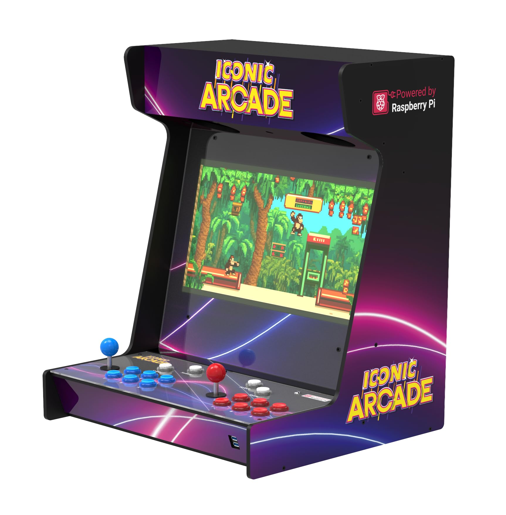 Konfigurowalna pełnowymiarowa szafka zręcznościowa 53.3 cm wyświetlacz retro do gier ponad 1000 gier 16 przycisków 2 joysticki